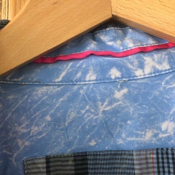 Oakley Men's Size Medium Plaid Button Front Shirt Collared Blue Green Dye Casual - Picture 10 of 10